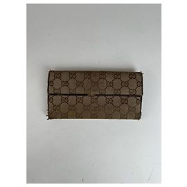 Vintage Gucci Monogramm Leather Wallet Beige Beige