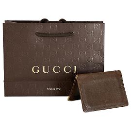 Tarjetero de cuero vintage Gucci marrón Castaño