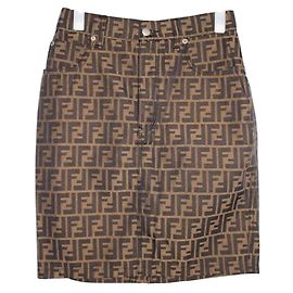 Braune Zucca-Monogramm-Rock mit Fendi-Logo Braun