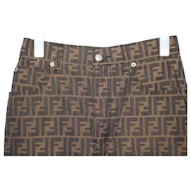 Fendi-Fendi Logo Monogram Zucca Brown Skirt-Brown