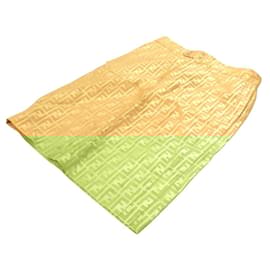 Fendi-Fendi Yellow Beige Zucca Monogram Skirt-Beige,Yellow