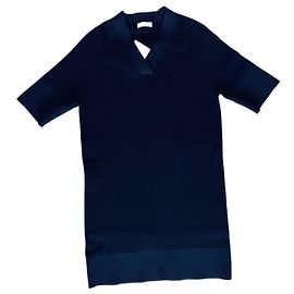Balenciaga Kaschmir Kleid Tunika Kurzarm Dunkelblau Dunkelblau