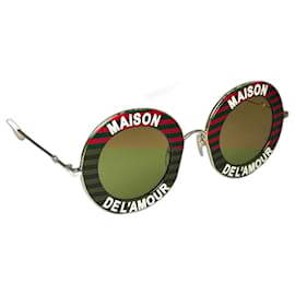Gucci-GUCCI Sunglasses G0113S 007 MAISON DEL^AMOUR GOLD/RED 44-140-Red,Green