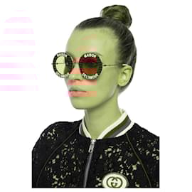 Gucci-GUCCI Sunglasses G0113S 007 MAISON DEL^AMOUR GOLD/RED 44-140-Red,Green
