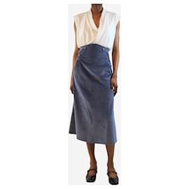Autre Marque-Blue Ruth studded corduroy midi skirt - size UK 8-Blue