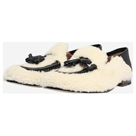 Autre Marque-Black and ivory sheepskin loafers - size EU 36-Black