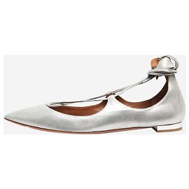 Aquazzura Silver metallic Christy flats - size EU 37 Silvery