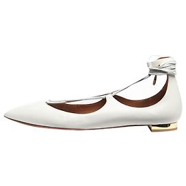 Aquazzura White leather Christy flats - size EU 37 White