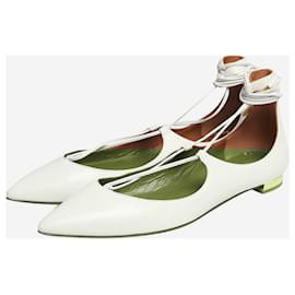 Aquazzura-White leather Christy flats - size EU 37-White