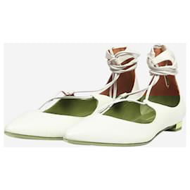 Aquazzura-White mock-lizard skin Christy flats - size EU 37-White