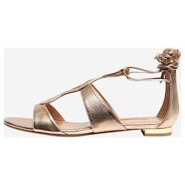 Aquazzura-Rose gold gladiator sandals - size EU 36-Golden