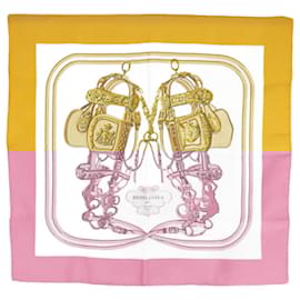 Hermès-Yellow Brides de Gala silk mini scarf-Yellow
