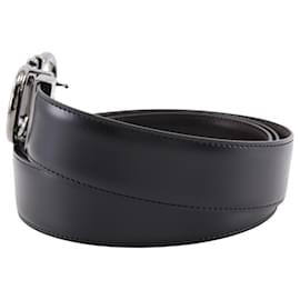 Salvatore Ferragamo-Salvatore Ferragamo Gancini Leather Belt-Black