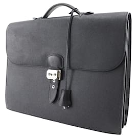 Hermès-Hermes Sac Adepeche 38 Briefcase-Black