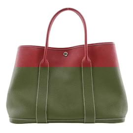 Hermès-Sac Tote PM Hermes Garden en cuir Negonda rouge-Rouge