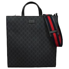 Gucci-Gucci Black Canvas and Leather Tote Bag-Black