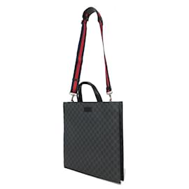 Gucci-Gucci Black Canvas and Leather Tote Bag-Black