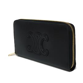 Céline-Celine Black Leather Long Wallet-Black