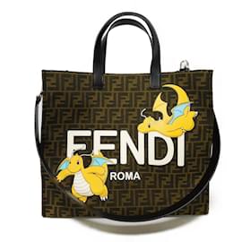 Fendi-Fendi Khaki Canvas Tote Bag-Khaki