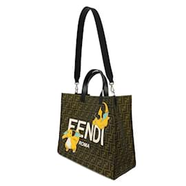Fendi-Fendi Khaki Canvas Tote Bag-Khaki