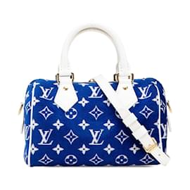 Louis Vuitton-Louis Vuitton Monogram Jacquard Velvet Speedy Bandouliere 20 Handbag-White,Blue