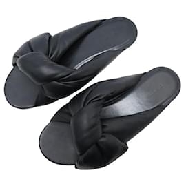 Balenciaga-NEUF CHAUSSURES MULES BALENCIAGA DRAPY 636576 CUIR NOIR 37 + BOITE SHOES-Noir