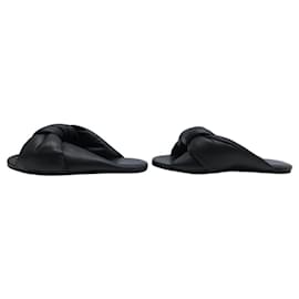 Balenciaga-NEUF CHAUSSURES MULES BALENCIAGA DRAPY 636576 CUIR NOIR 37 + BOITE SHOES-Noir