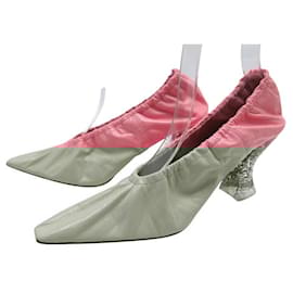 Bottega Veneta-NINE BOTTLE VENETA ALMOND PUMP HEELS 651356 37.5 + BOX-Pink