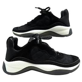 Chanel-NINE CHANEL LOW TOP TRAINER SNEAKERS LOGO CC G38290 SIZE 36-Black