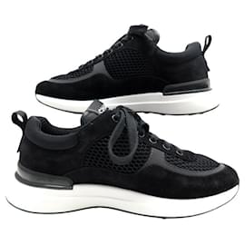 Chanel-NINE CHANEL TENNIS TRAINER CC G38800 36 LEATHER SNEAKERS-Black