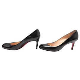 Christian Louboutin-CHRISTIAN LOUBOUTIN SHOES SIMPLE PUMP 38 PATENT LEATHER + DUST BAG-Black