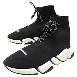 Balenciaga-BALENCIAGA 617214 SPEED 2.0 LACE UP 8 42 CANVAS SNEAKERS-Black