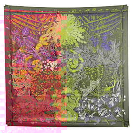 Hermès-HERMES SCARF MYTHES AND METAMORPHOSES ANNIE FAIVRE 90 CM SILK SCARF-Dark red