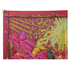 Hermès-HERMES SCARF MYTHES AND METAMORPHOSES ANNIE FAIVRE 90 CM SILK SCARF-Dark red