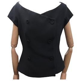 CHRISTIAN DIOR OFF THE SHOULDER JACKET 40 DOUBLE BUTTON 841V30A1166 Black