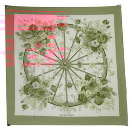Hermès-VINTAGE NEW HERMES ROMANTIC SCARF 90 SILK EMBROIDERED 1ST EDITION-Pink