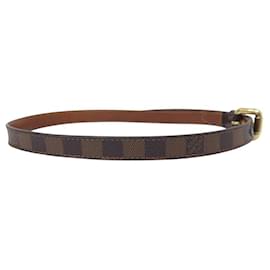 Louis Vuitton-LOUIS VUITTON 20MM DAMIER EBENE CANVAS BELT T80 GOLD BUCKLE + BOX-Brown