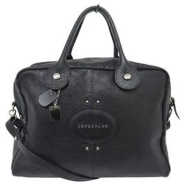 BOLSA LONGCHAMP QUADRI 1206786001 COURO TEXTURIZADO PRETO COM ALÇA Preto