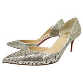 Christian Louboutin-CHRISTIAN LOUBOUTIN IRIZA PERFORATED LEATHER SHOES GOLD 40-Golden