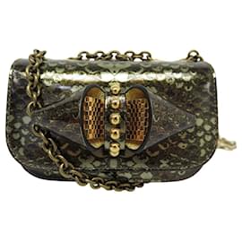 Christian Louboutin-CHRISTIAN LOUBOUTIN SWEET CHARITY MINI BAG PYTHON PATTERN VARNISHED LEATHER-Golden