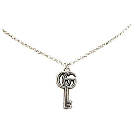 Gucci-Gucci Double G Key Necklace in Silver-Silvery
