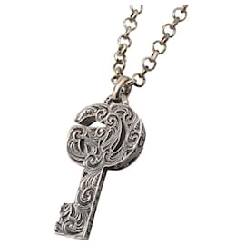 Gucci-Gucci Double G Key Necklace in Silver-Silvery