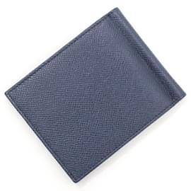 Bulgari-Bvlgari Bi-fold Wallet in Navy Leather-Navy blue