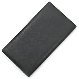 Hermès-Hermes Black Epsom Leather Long Wallet-Black