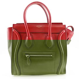Céline-Celine Luggage Micro Shopper Handbag-Red