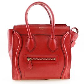 Céline Celine Luggage Micro Shopper Handtasche Rot