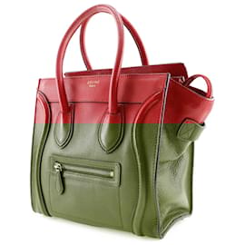 Céline-Celine Luggage Micro Shopper Handbag-Red