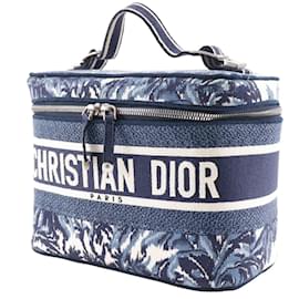 Christian Dior-Christian Dior Dior Travel Vanity Handbag-White,Navy blue