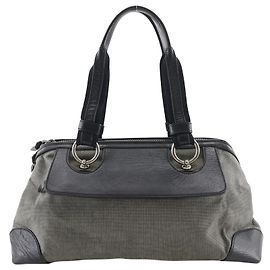 Bolsa tote de lona e couro Bottega Veneta Marrom Preto