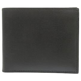 Valextra-Valextra Black Leather Bi-Fold Bill Wallet-Black
